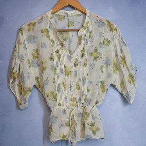 Banana republic sheer floral button blouse